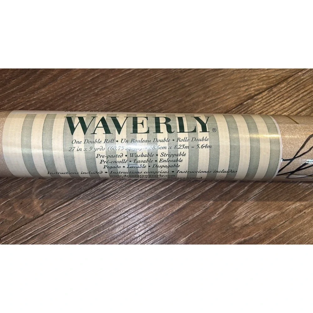 Wallpaper NIB Waverly Cursive‎ Writing Pattern Double Roll